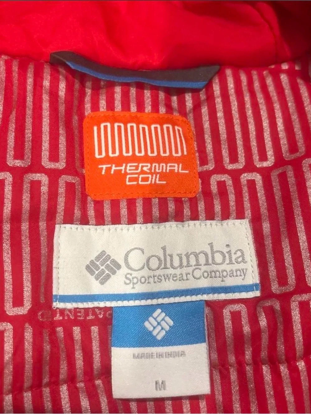 Columbia Red Hooded Jacket with Black Accents